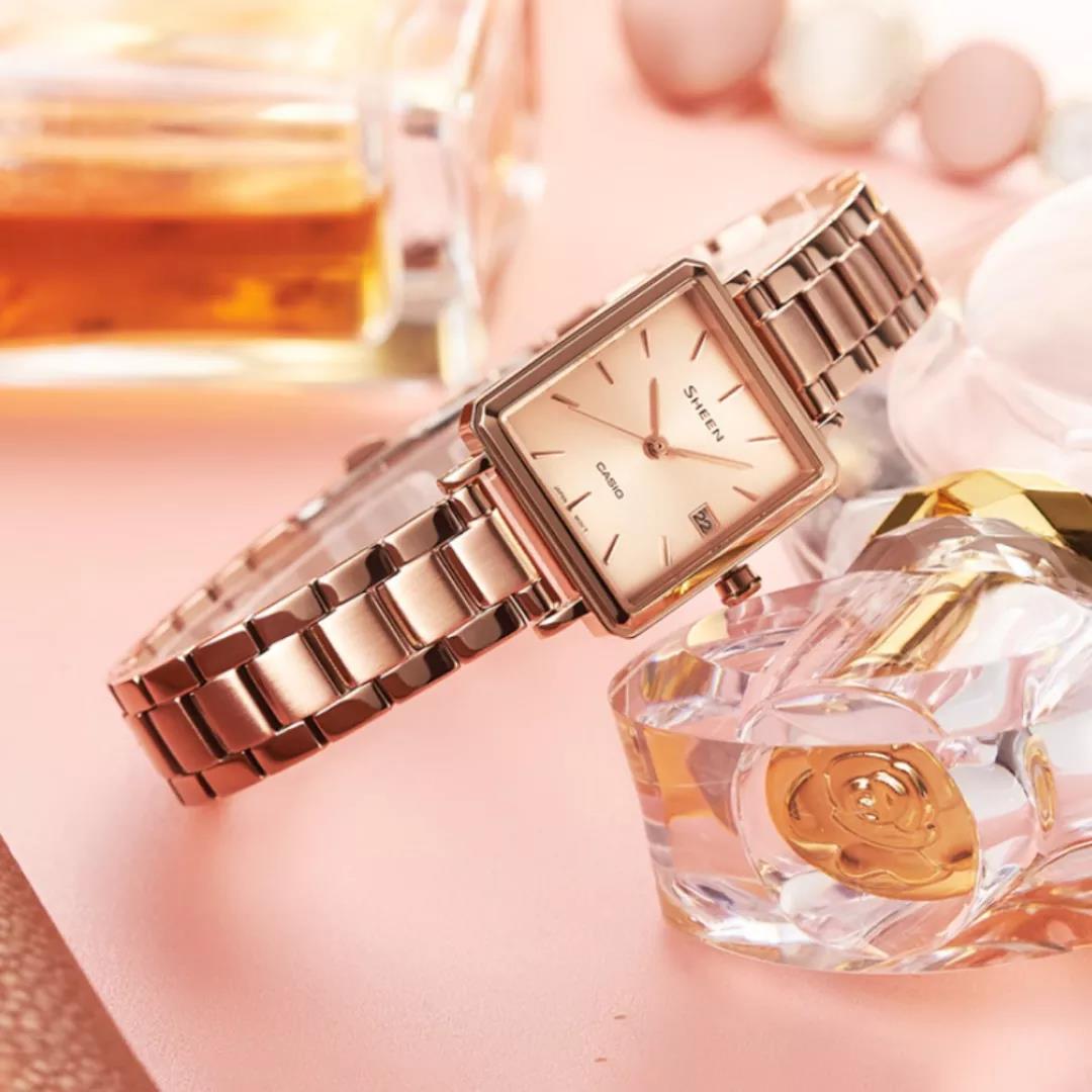 CASIO Quartz Waterproof Sapphire Crystal Stainless Steel Strap SHEEN Rose Gold Analog SHE-4537PG-4AUPR