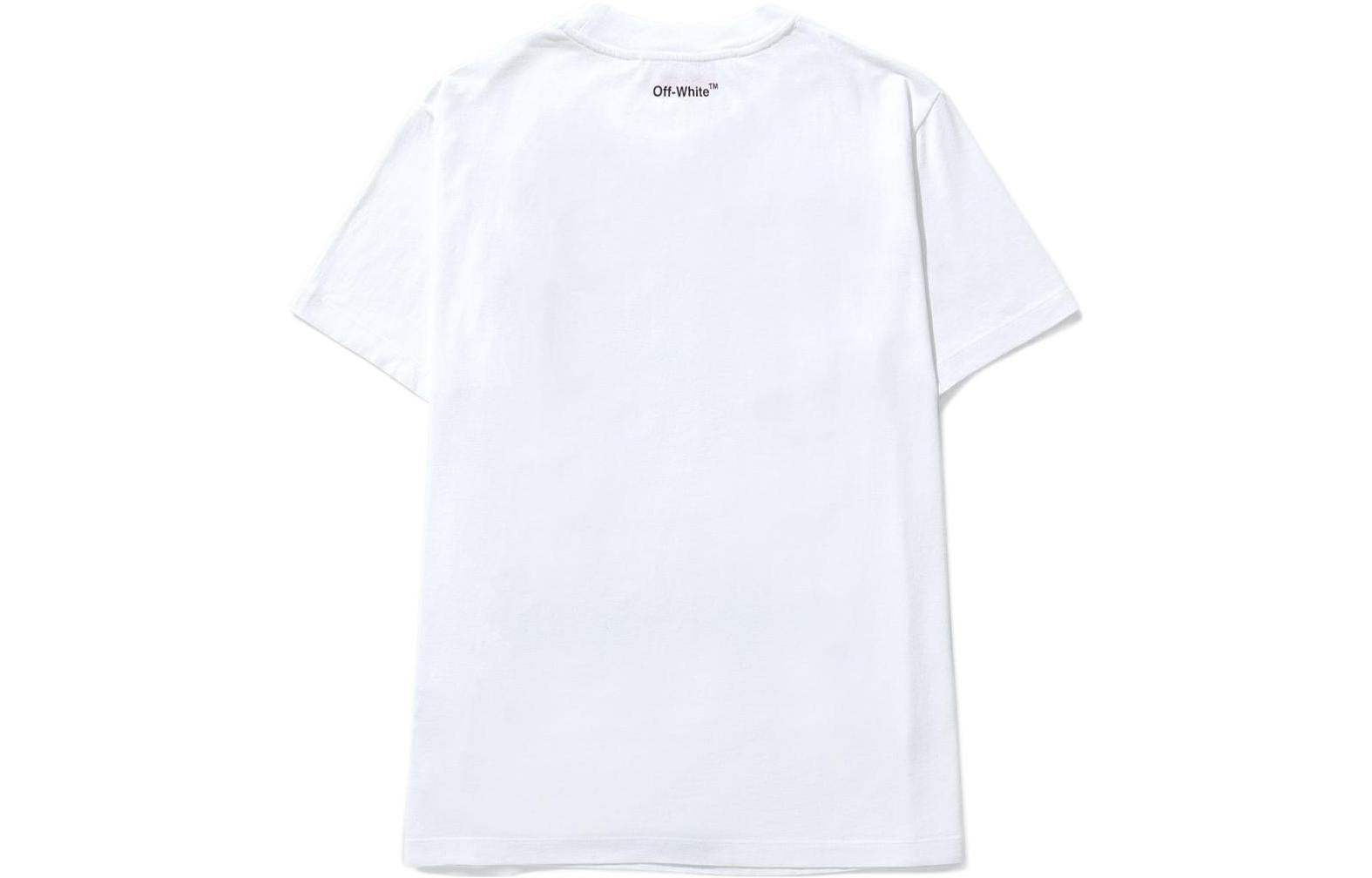 Men's Off-White SS22 Elizabeth Printing Round Neck Pullover Short Sleeve White T-Shirt OMAA038C99JER0020145