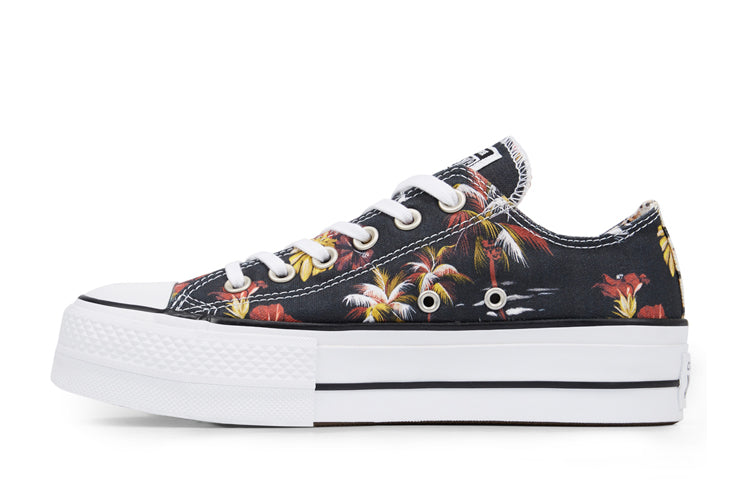 (WMNS) Converse Chuck Taylor All Star Hawaiian Mix Platform Low Top Floral Thick Sole 'Black White' 565793C