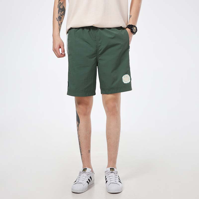 adidas neo M Smly Shorts Smiling Face Printing Stripe Sports Green GP5787