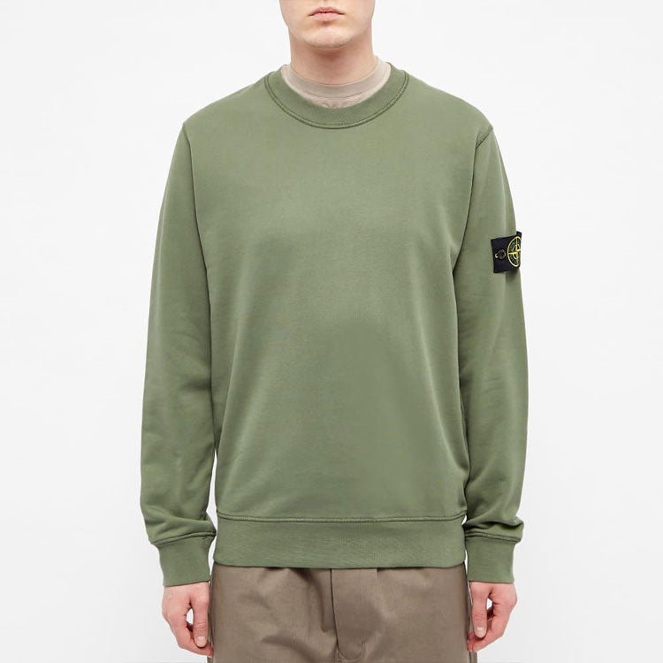 Men's STONE ISLAND Garment Dyed Crew Sweat Casual Grass Green 721563051-V0058