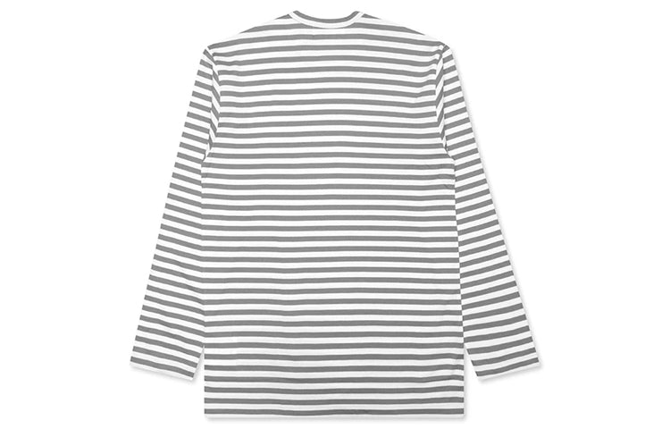 COMME des GARCONS PLAY Striped Mini Logo Tee 'Grey' AZ-T218-051-3
