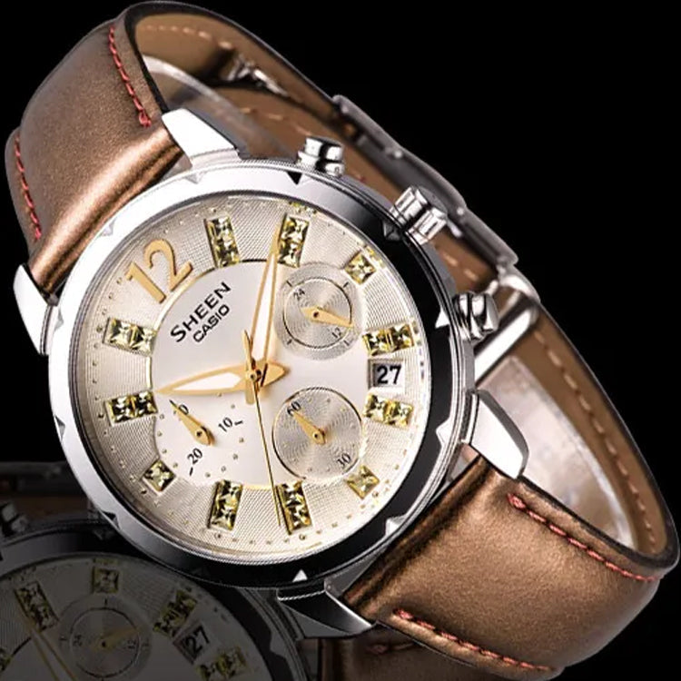 CASIO Waterproof Brown/Beige Gold Analog SHE-5024BL-9A