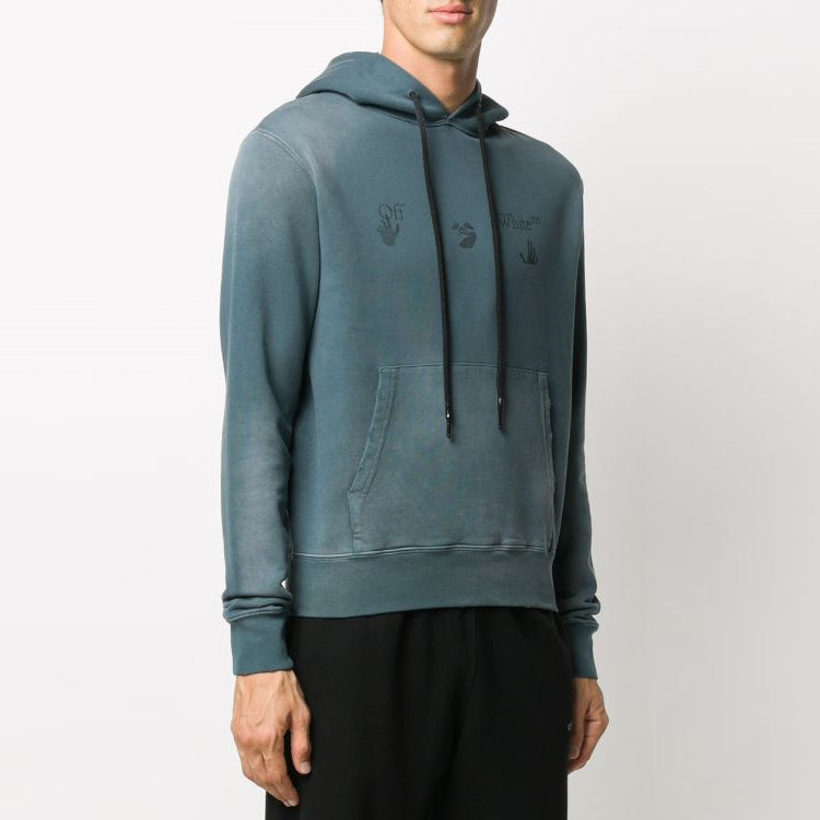 Off-White FW20 Fade Applique Hooded Sweater Green OMBB034F20FAB0014010