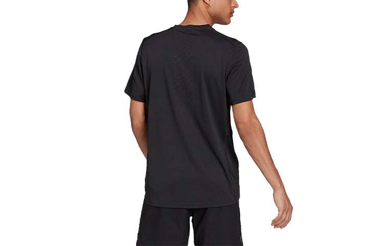 Men's adidas Heat Rdy Tee Solid Color Sports Short Sleeve Black T-Shirt H13218