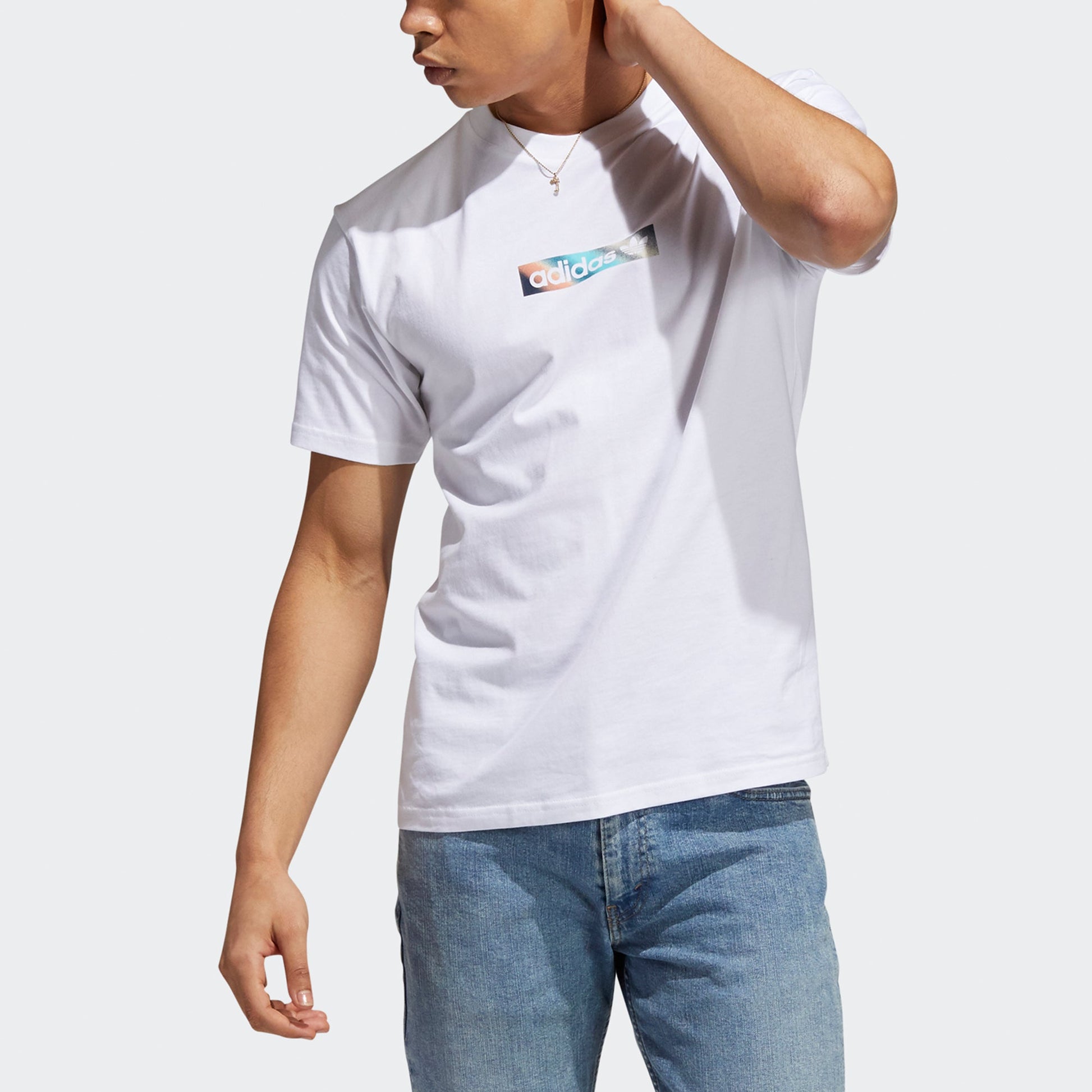 adidas originals Summer Box Line Back Printing Sports Short Sleeve White H31311