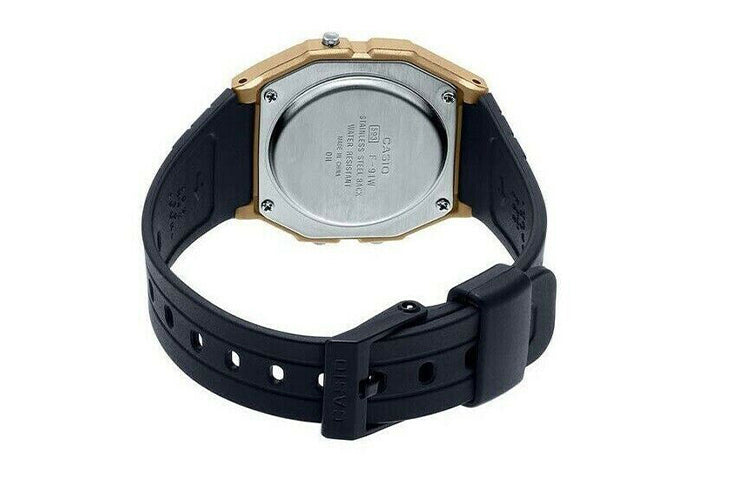 CASIO Waterproof Unisex Mens Black/Gold Digital F-91WM-9A
