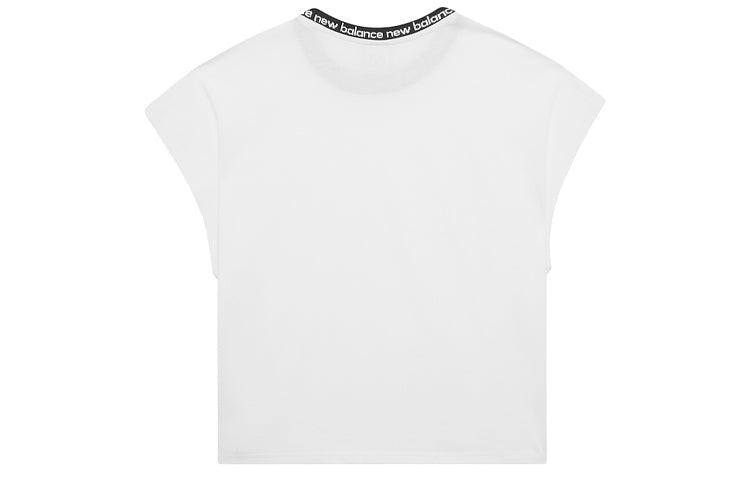(WMNS) New Balance Collar Alphabet Logo Short Sleeve White AWT03311-1