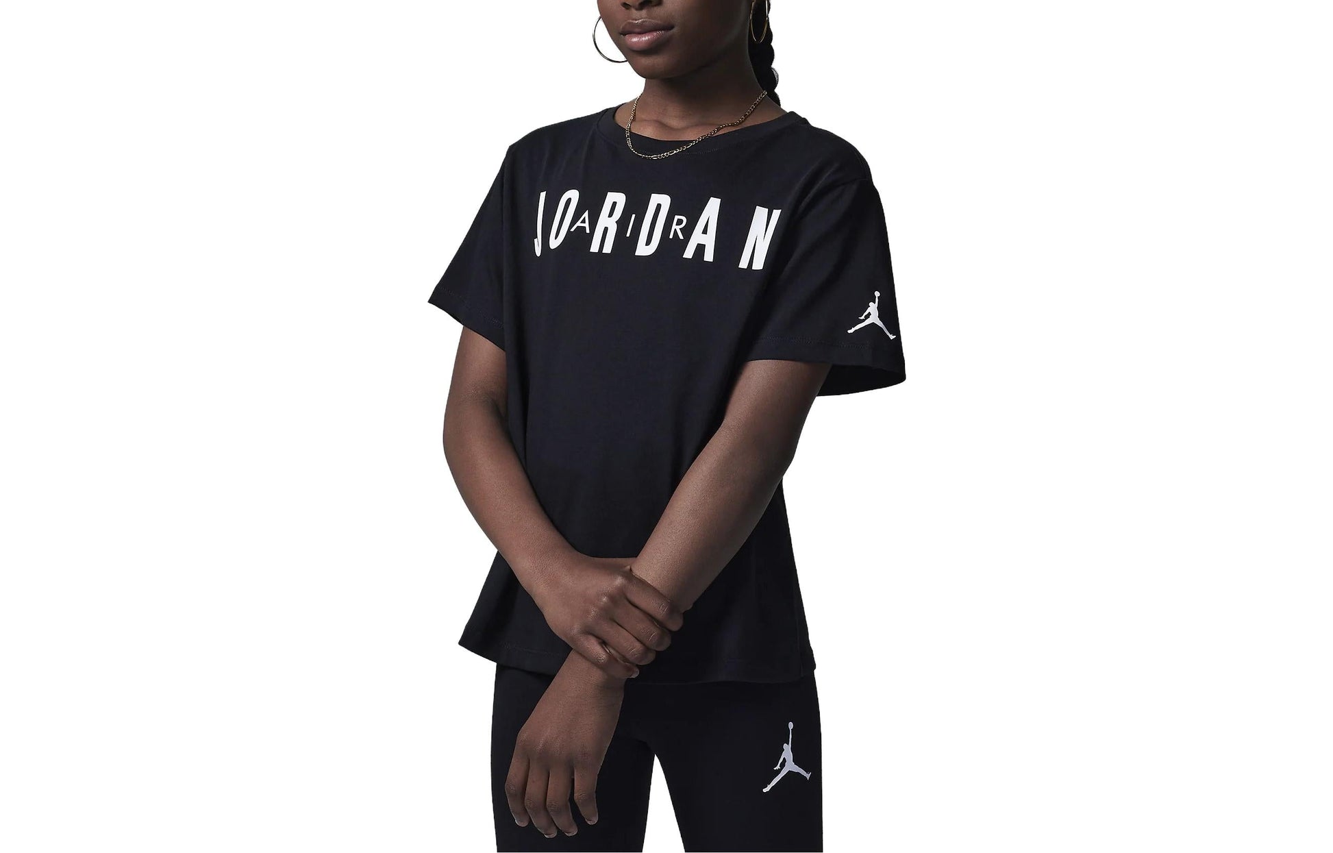 (GS) Air Jordan Post Up Boxy T-shirt 'Black' 45C657-023