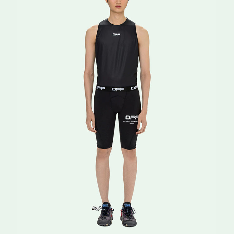 Off-White SS21 Logo Printing Soft Elastic Sports Shorts Slim Fit Version Black OMVH008V21FAB0011001