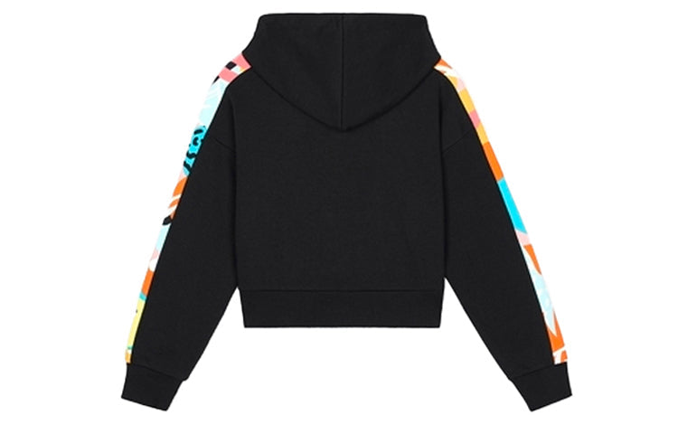 (WMNS) New Balance Graphic Print Sleeves Hoodie Asia Sizing 'Black Multi' AWT03341-BK
