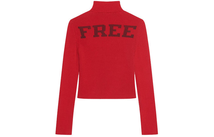 Balenciaga Ribbed Printed FREE Turtleneck Sweater 'Red' 662722T32106167