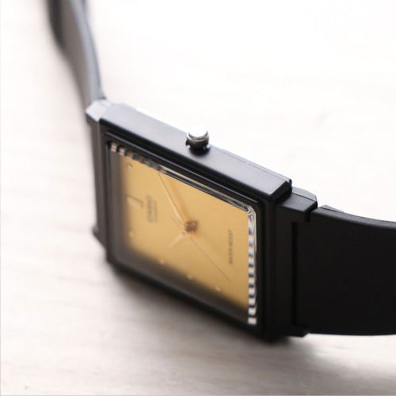 CASIO Quartz Waterproof Gold DialBlack Strap Mens GoldBlack Analog MQ-38-9A