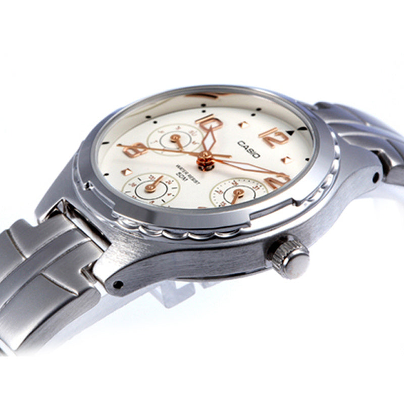 CASIO Waterproof Stainless Steel Strap White Analog LTP-2064A-7A3VDF