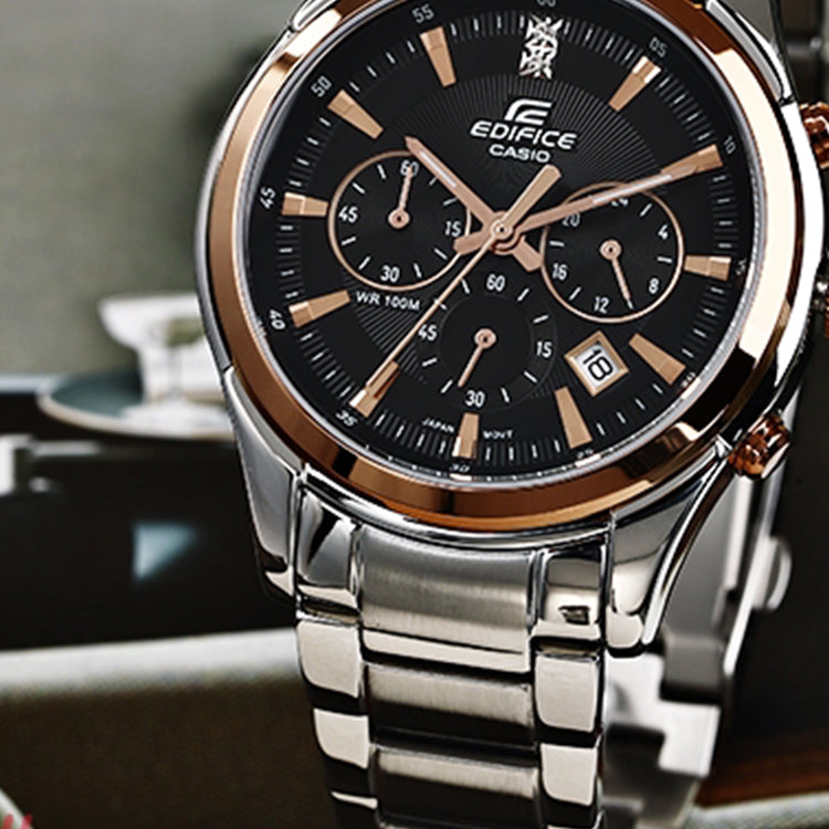 CASIO EDIFICE Stainless Steel Strap Mens Black Analog EF-530P-1A