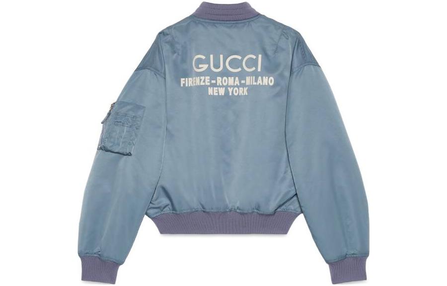 Gucci Printed Nylon Bomber Jacket 'Blue' 759627-ZAON8-4835