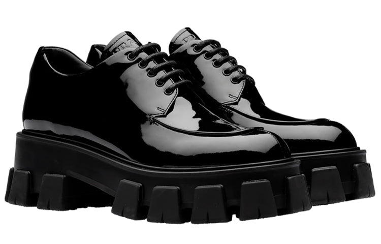 (WMNS) PRADA Monolith Pattern Calf Derby Shoes 'Black' 1E708L_069_F0002_F_A055