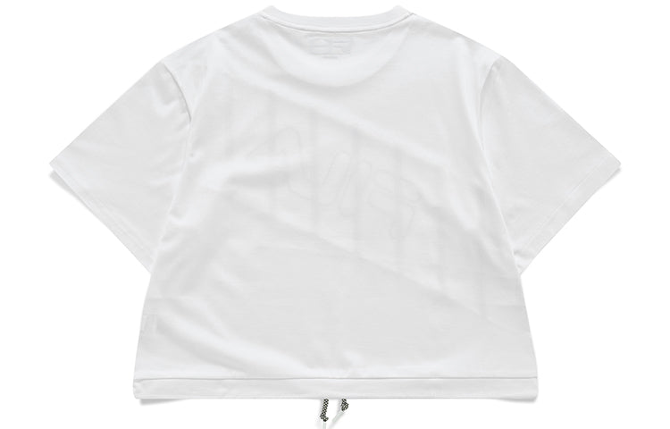 FILA FUSION Splicing Stripe Printing Loose Sports Short Sleeve White T11W139120F-WT