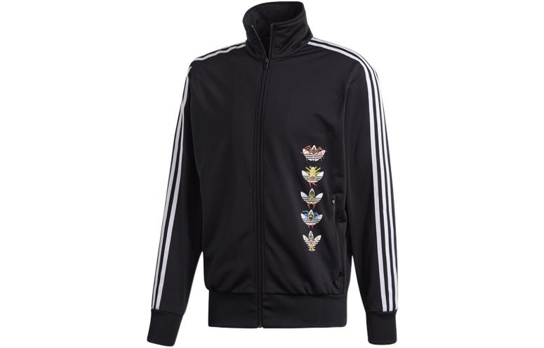 adidas originals Stripe Printing Sports Jacket Black DY3856