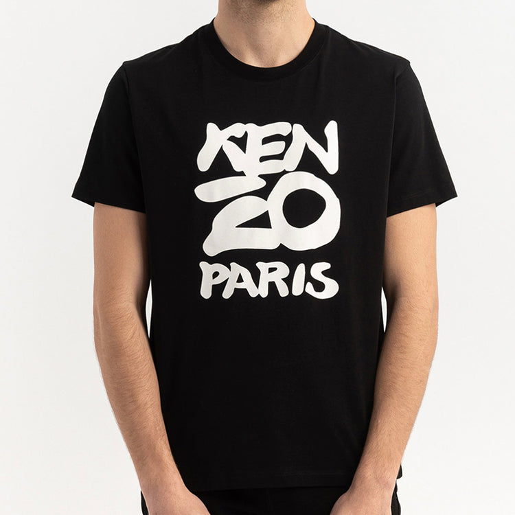 Men's KENZO Classic Printing Logo Round Neck Short Sleeve Black FA55TS0184SA-99