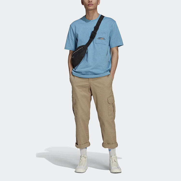adidas originals Pocket Printing Alphabet Knit Short Sleeve Blue GN2348