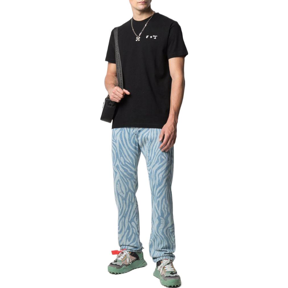 Men's Off-White SS22 Solid Color Alphabet Logo Printing Round Neck Short Sleeve Version Black T-Shirt OMAA027F21JER00110011001