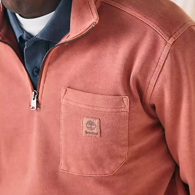 Timberland Garment Dye Quarter Zip Sweatshirt 'Hot Sauce' A42MF-EG6