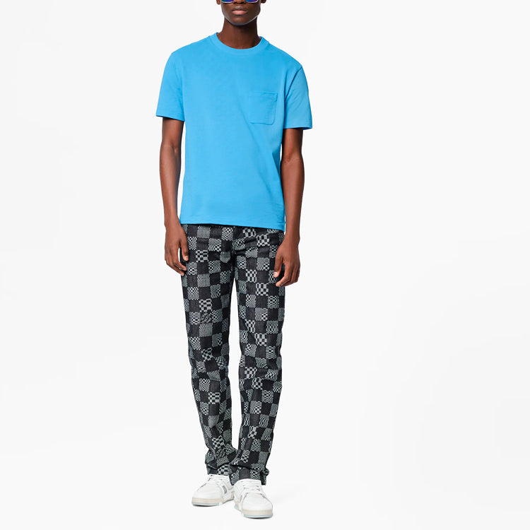 Men's LOUIS VUITTON FW21 Half Damier Pocket Short Sleeve Blue 1A8WLM