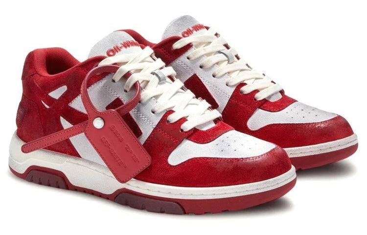 Off-White Out Of Office Vintage Suede 'Red White' OMIA189F22LEA0120125