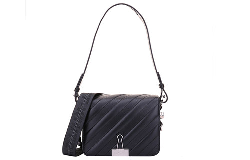 (WMNS) OFF WHITE Cowhide Black Shoulder Messenger Bag 0WNA011R189060011000