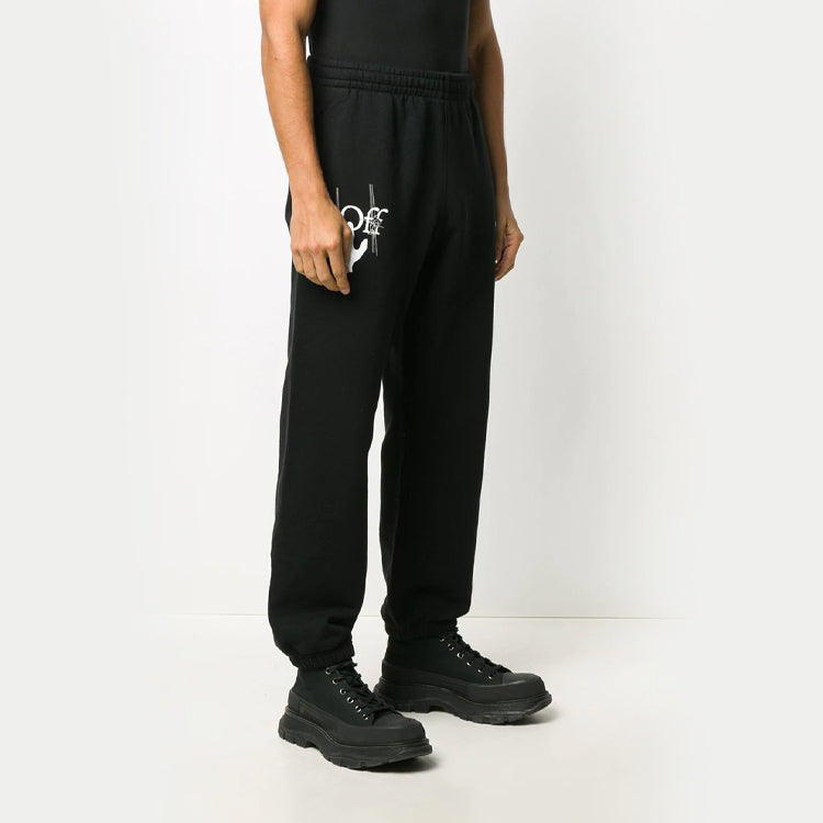 Off-White FW20 Hand Workers LogoPrinting Trousers Men Black OMCH029E20FLE0021001