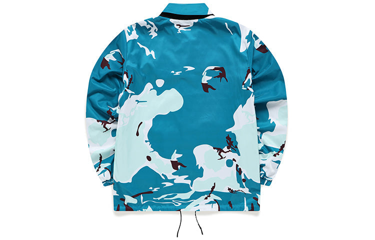 Men's FILA FUSION Camouflage Full Print reversible Coach Jacket Loose Black T11M133707F-BU