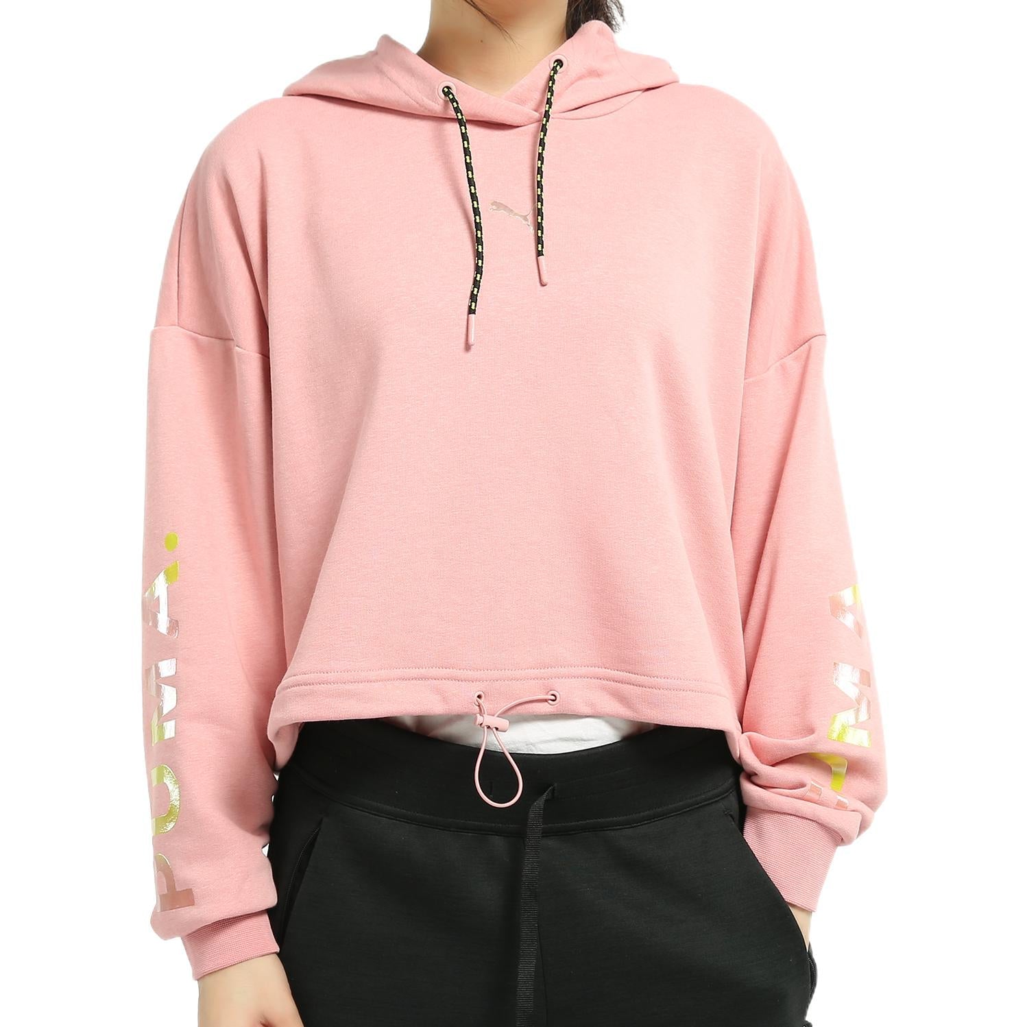 (WMNS) PUMA Chase Cropped Hoodie 'Pink White' 595935-14