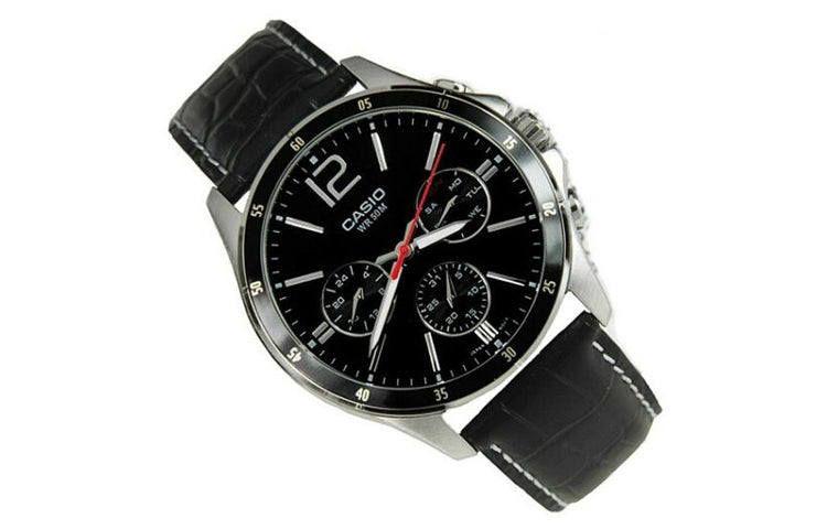 CASIO Quartz Waterproof Mens Black Analog MTP-1374L-1AV