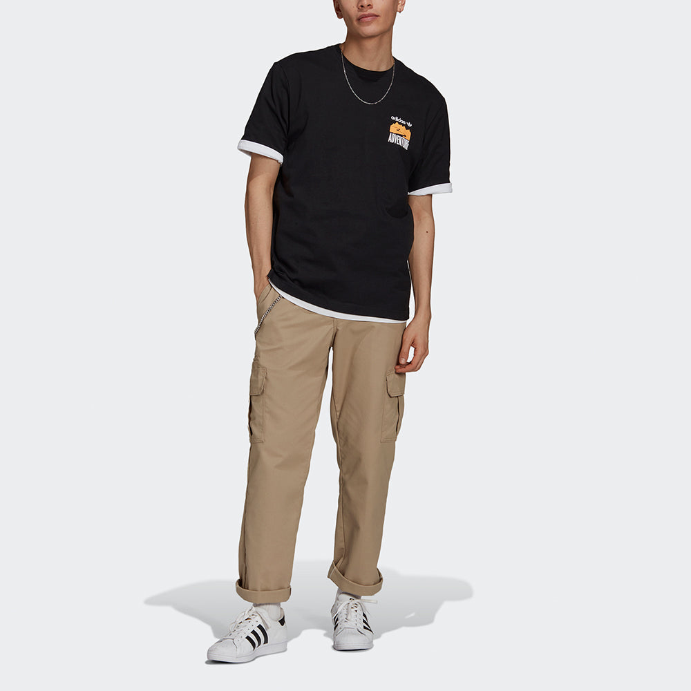 adidas originals Adv Mnt Back Te Athleisure Casual Sports Printing Round Neck Short Sleeve Black GN2367