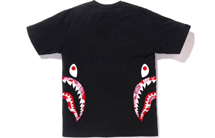BAPE ABC Side Shark Tee Short-sleeved Unisex Black/Pink BAPE-SS18-072