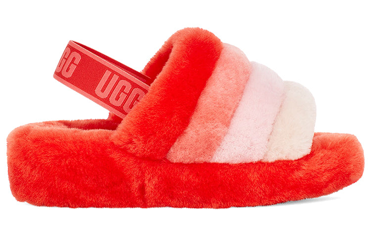 (WMNS) UGG Fluff Yeah Sandals Red White 1097169-LFMLT