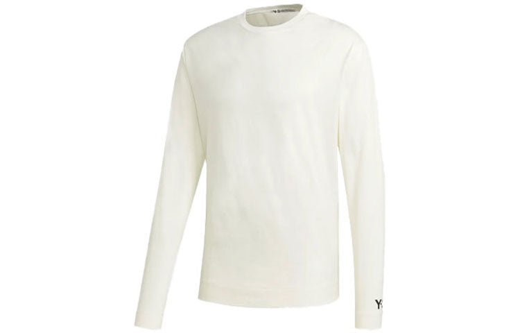 Y-3 Round Neck Alphabet Printing Long Sleeves Creamy White T-Shirt GK4367