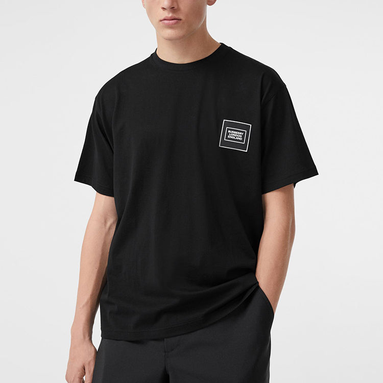 Men's Burberry Logo Intarsia Cotton Short Sleeve Black 80289431