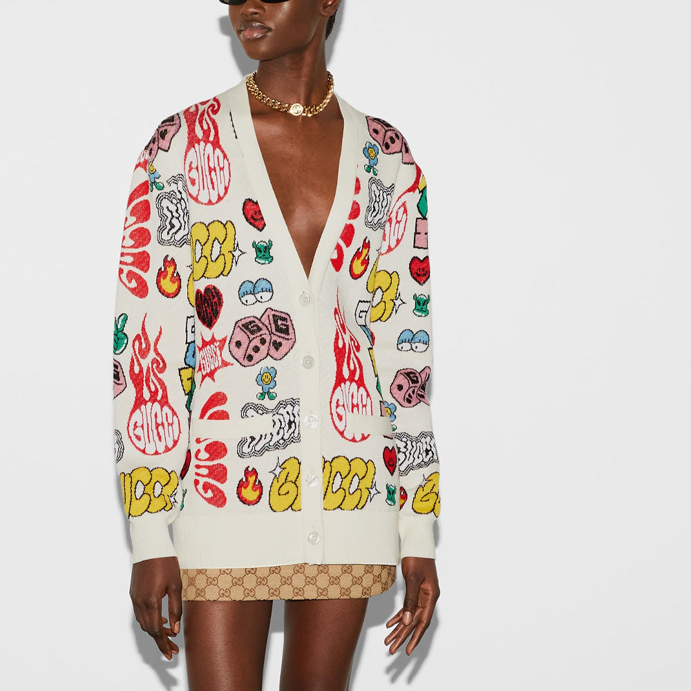 (WMNS) Gucci Cotton Wool Jacquard Cardigan 'Multicolor' 782217-XKDZ3-9275