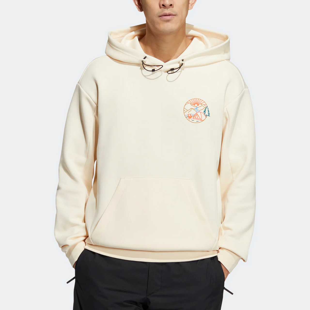 adidas Gfx Hood Swt Back Abstract Pattern Printing Kangaroo Pocket Sports Hooded Long Sleeves Creamy White HN2017