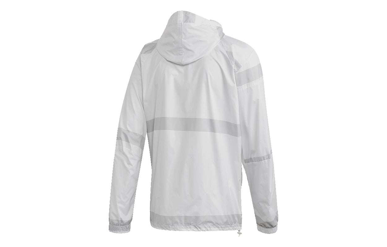 adidas logo Printing Colorblock Casual Hooded Jacket White FI4654