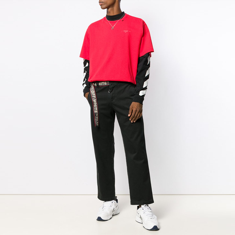 Off-White 2019-20FW Crew Neck Street Style Cotton Short Sleeves Logo OMAA038E191850032091