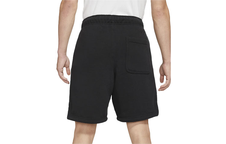 Men's Air Jordan Solid Color Drawstring Fleece Straight Casual Black Shorts DA9827-010