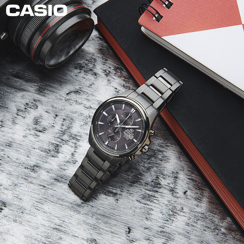 CASIO Men's EDIFICE Metal IPBLACK Particle Coated Racing Mens Black Analog EFB-509GY-1AVUPR