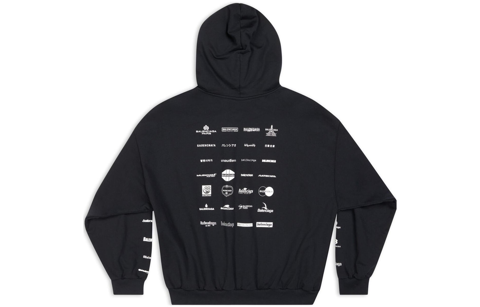 Balenciaga Archives Logos Hoodie 'Black' 726241TNVQ81070