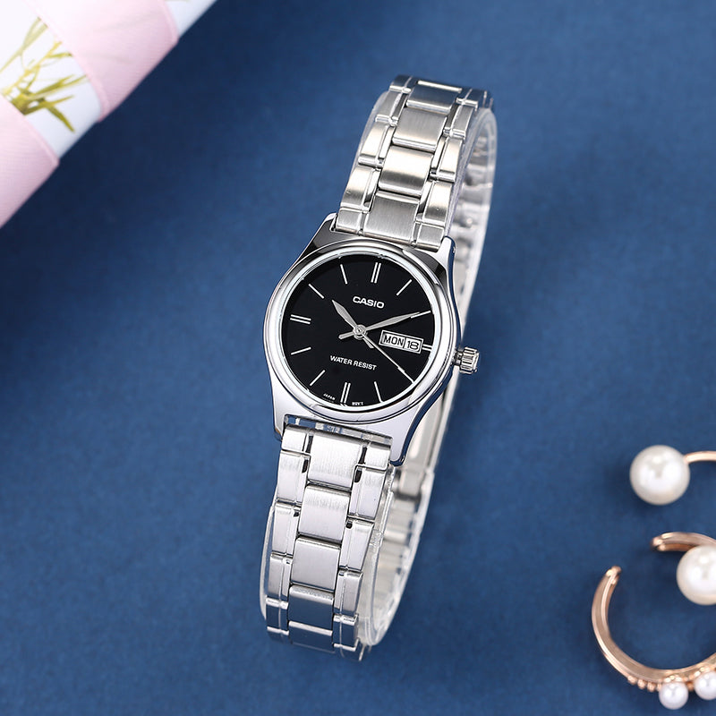 CASIO Quartz Waterproof Stainless Steel Strap Black Analog LTP-V006D-1B2