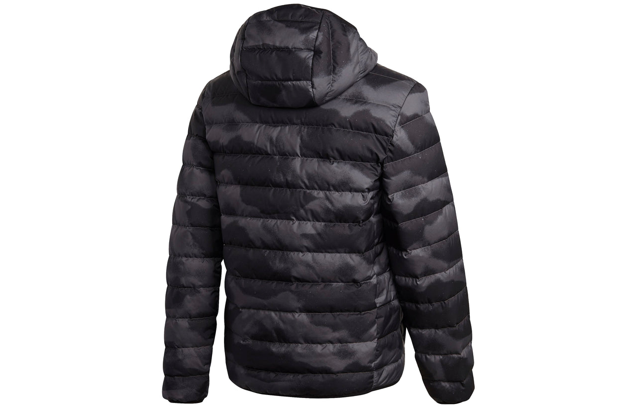 adidas Outdoor Sports Printing hooded down Jacket Gray FT2513