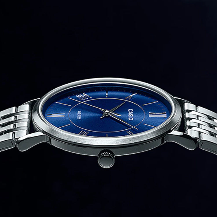 Casio Dress Classic Analog Watch 'Silver Royal Blue' MTP-B110D-2AV