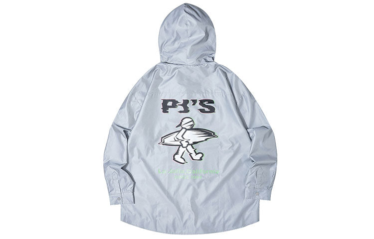 PJs Vigor Surf Laser Reflective Classic Series hooded Windproof Reflective Jacket Unisex Silver Gray 20FWJK20013P